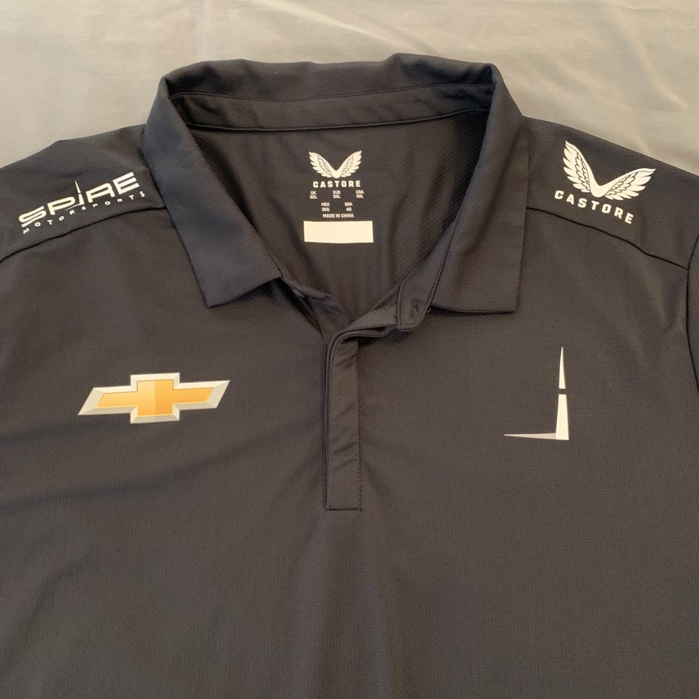 Castore Polo Shirt Mens 3XL Black Spire Motorsports Chevrolet Racing Team